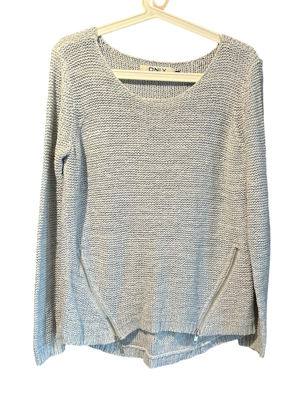 Only Light Gray Knit Scoop Neck Sweater